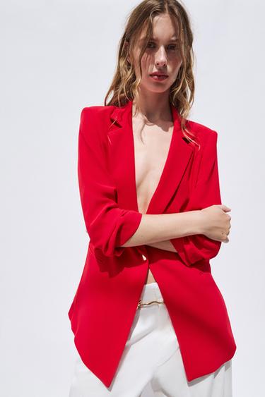 BLAZER MANGA DRAPEADA - Rojo de Zara