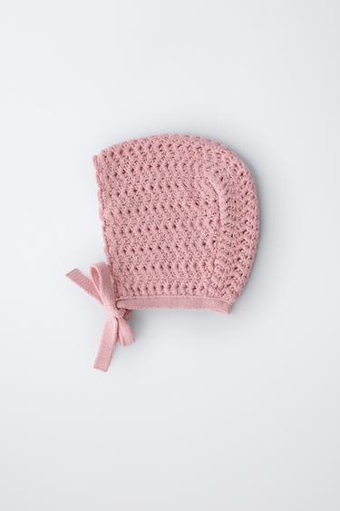 BONNET EN MAILLE CROCHET - Rose moyen de Zara - Image 3