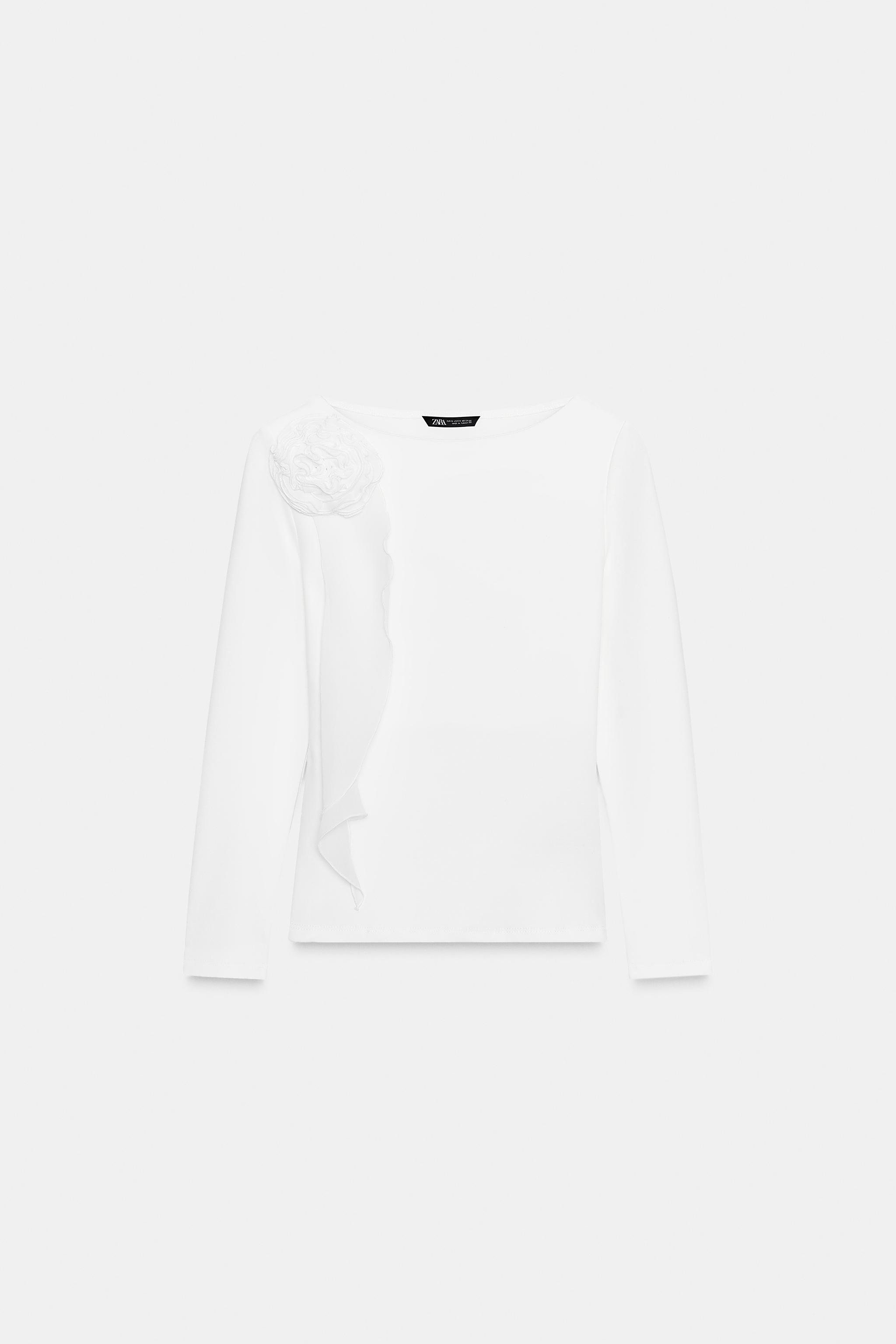 VOLUMINOUS FLOWER T-SHIRT - White | ZARA United States