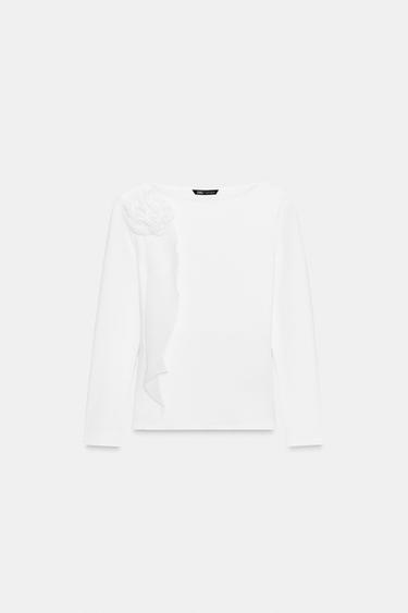 T-SHIRT MET BLOEMEN - Wit van Zara - Afbeelding 0