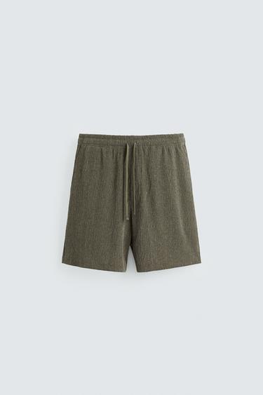 TEXTURED RELAXED FIT BERMUDA SHORTS - Green by Zara - Image 0