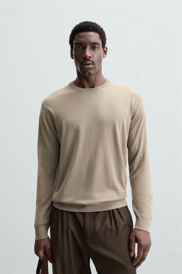 SUÉTER REGULAR FIT LÃ - Bege da Zara