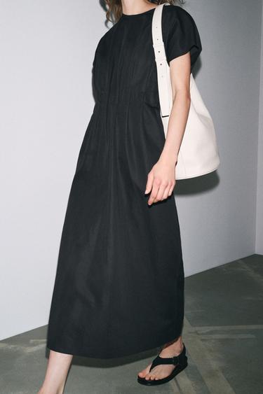 ROBE MIDI PLIS ZW COLLECTION - Noir de Zara - Image 4
