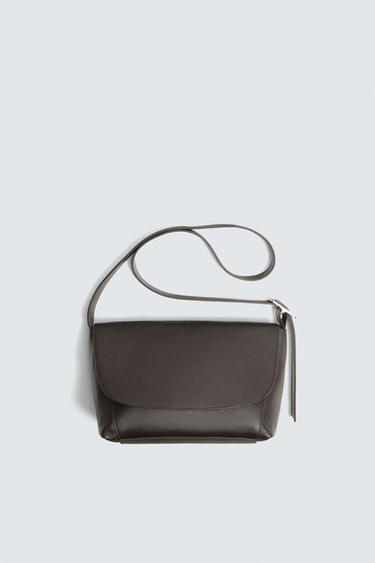 LEATHER CROSSBODY BAG - Brown by Zara