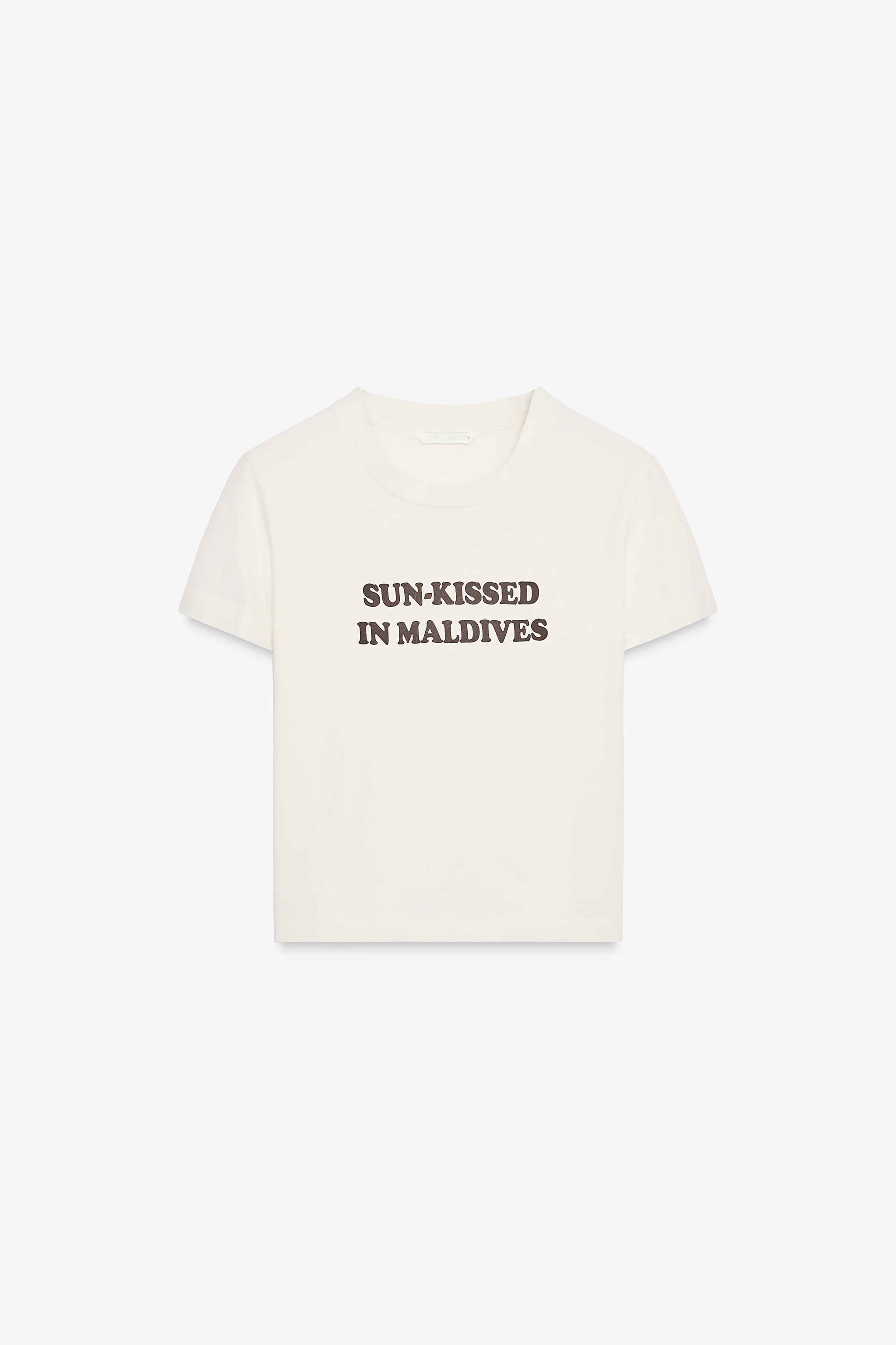 【ZARA】メタリックグラフィックTシャツ ホワイト 5644/184/250 METALLIC GRAPHIC T-SHIRT - White | ZARA United States