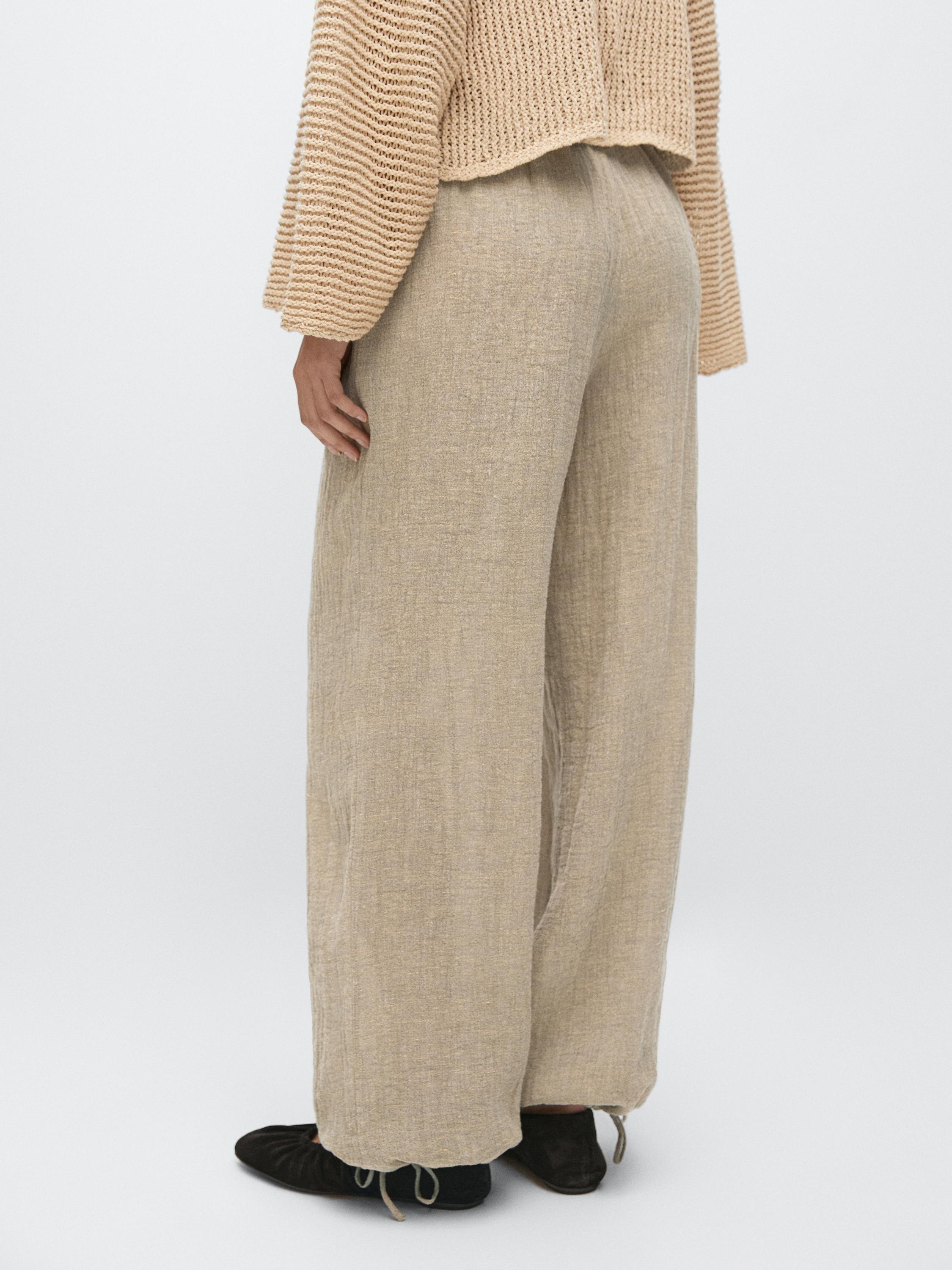 Pantalon bouffant en lin mélangé