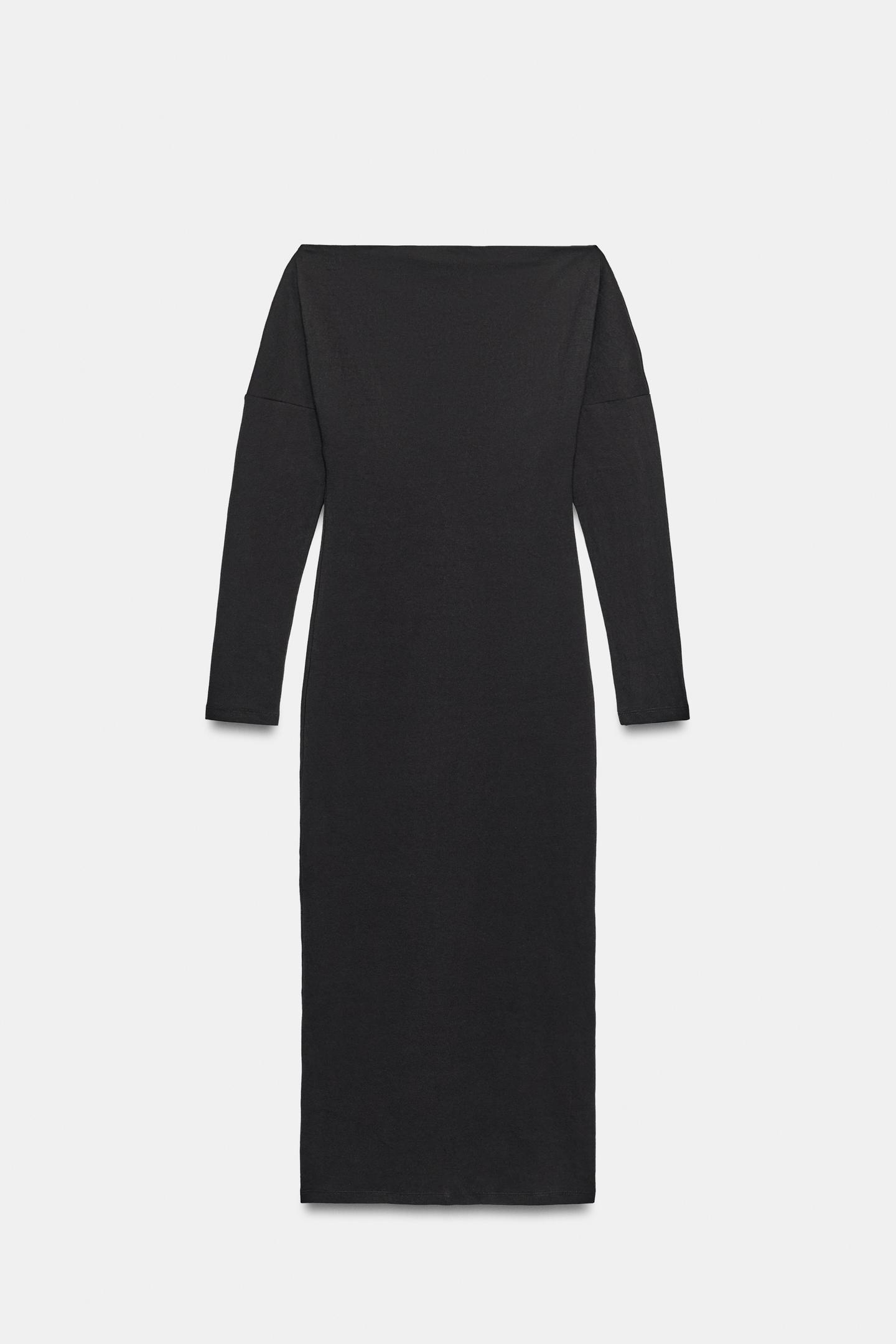 Женское платье Zara Asymmetric Neckline MIDI, цвет: Тёмный баклажановый — фото 4