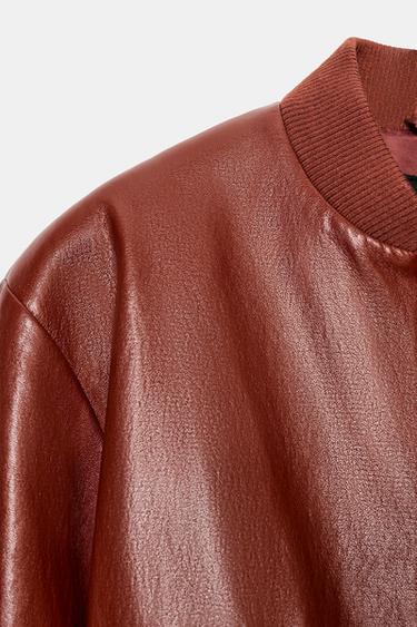 FAUX LEATHER BOMBER JACKET WITH SHOULDER PADS - Brick by Zara - Image 5