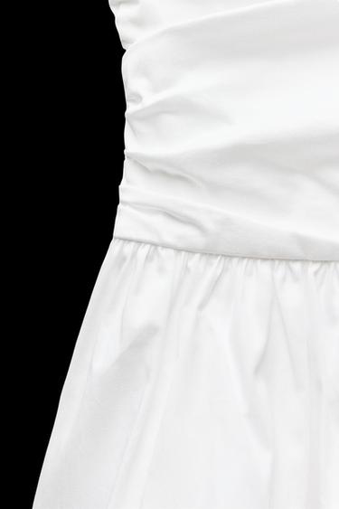 Zara VOLUMINOUS POPLIN TOP - White