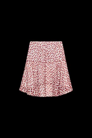 FALDA MIDI ESTAMPADA - Crudo / Rojo de Zara