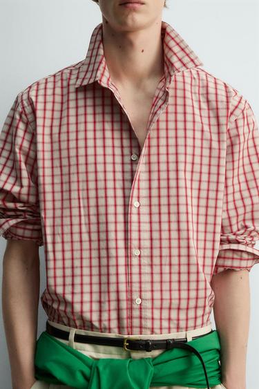 RELAXED FIT CHECK SHIRT - White / Pink by Zara - Image 4