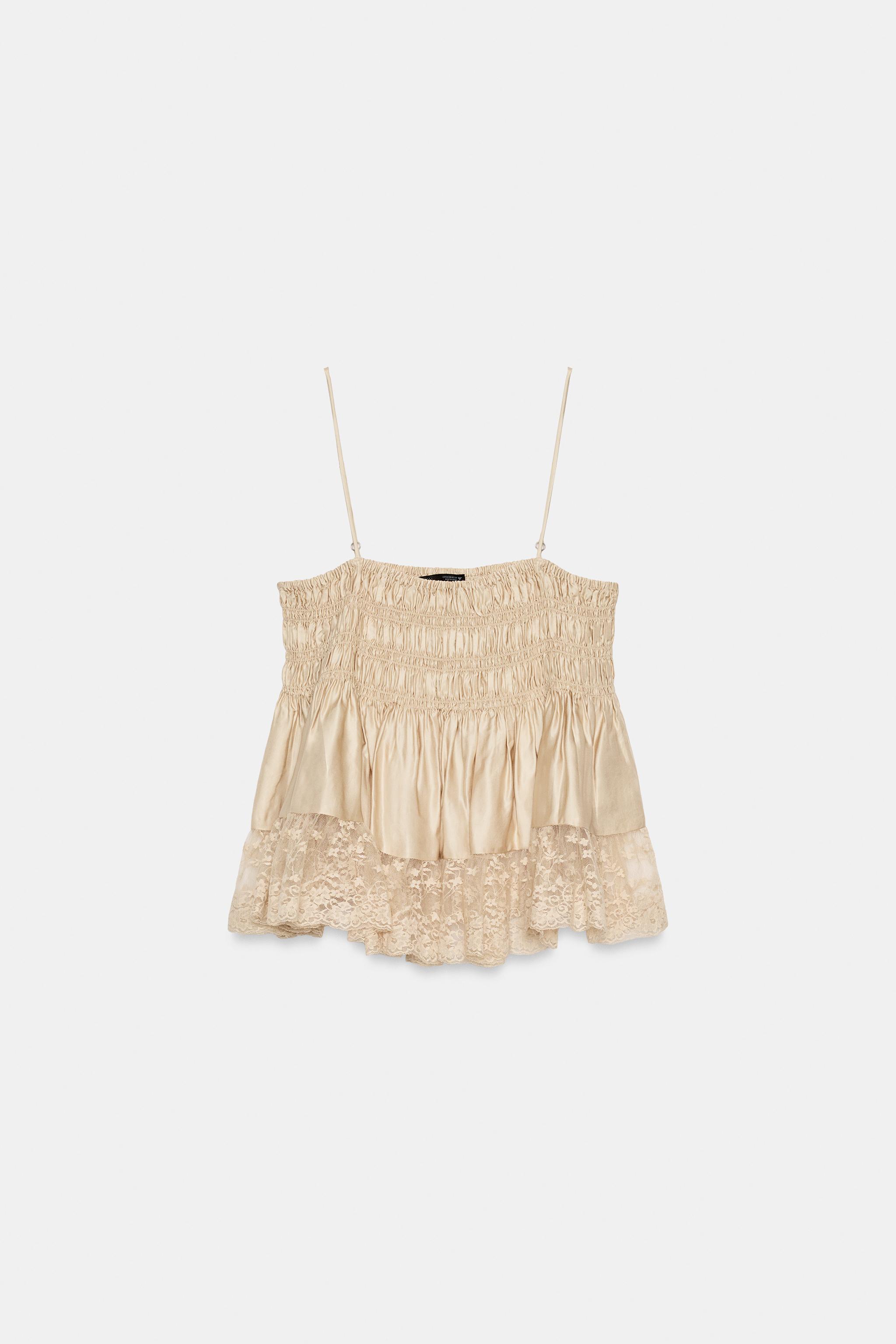 SATIN EFFECT LACE TOP