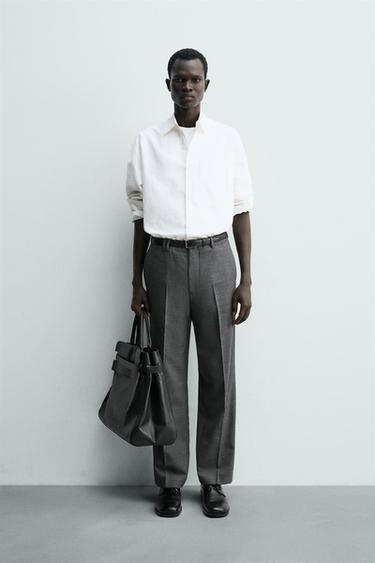 COMFORT STRAIGHT-LEG TROUSERS - Grey marl by Zara