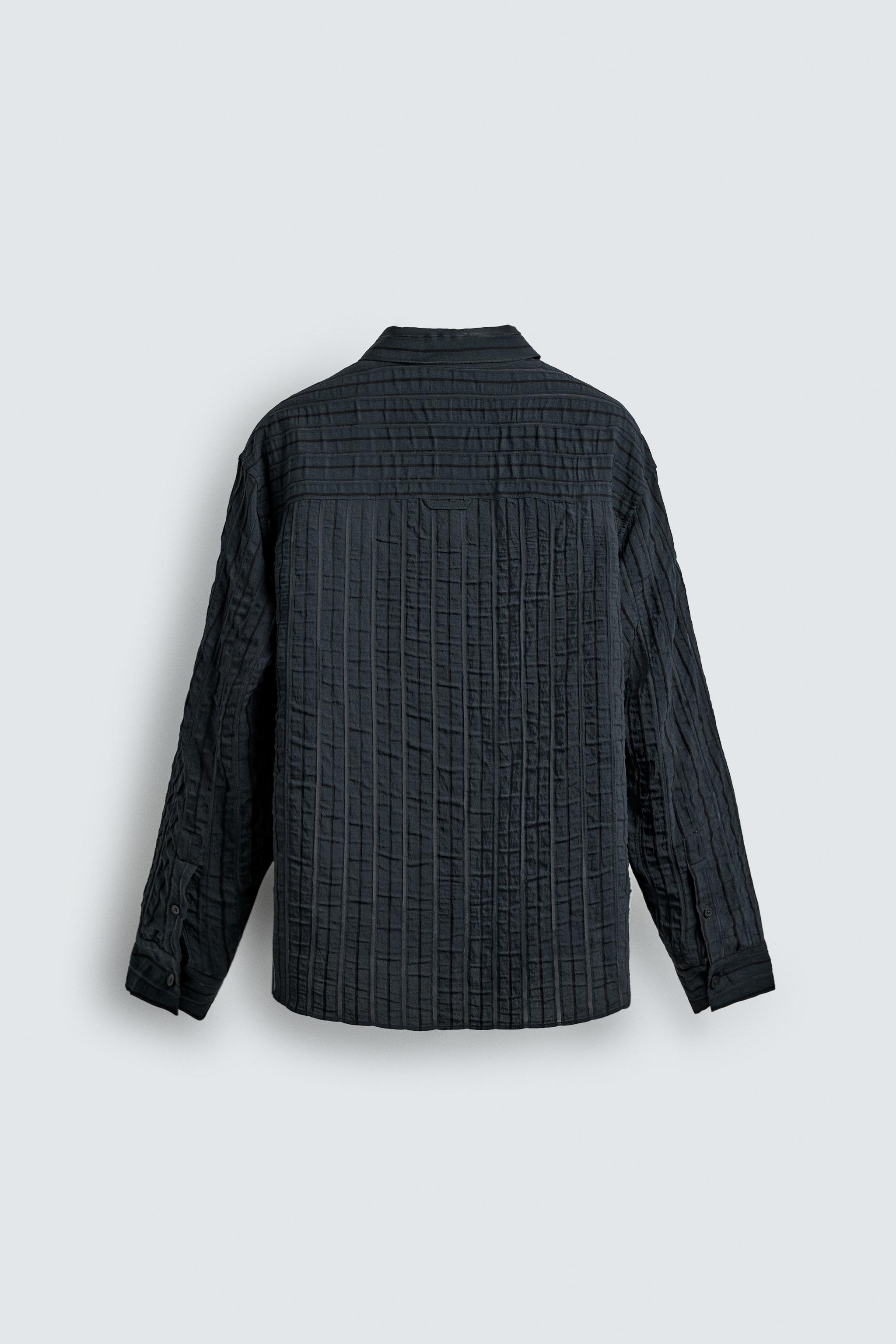 ストライプ柄ジャカードシャツ - ブルー／ブラック | ZARA Japan / 日本