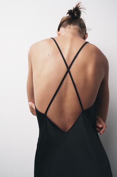 ROBE SATINÉE BRODERIES DENTELLE - Noir de Zara - Image 2