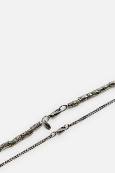 LOT DE 3 COLLIERS EN MATIÈRES VARIÉES - Argent de Zara - Image 5