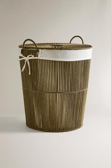 PANIER À LINGE AVEC TISSU INTÉRIEUR - Kaki de Zara - Image 1