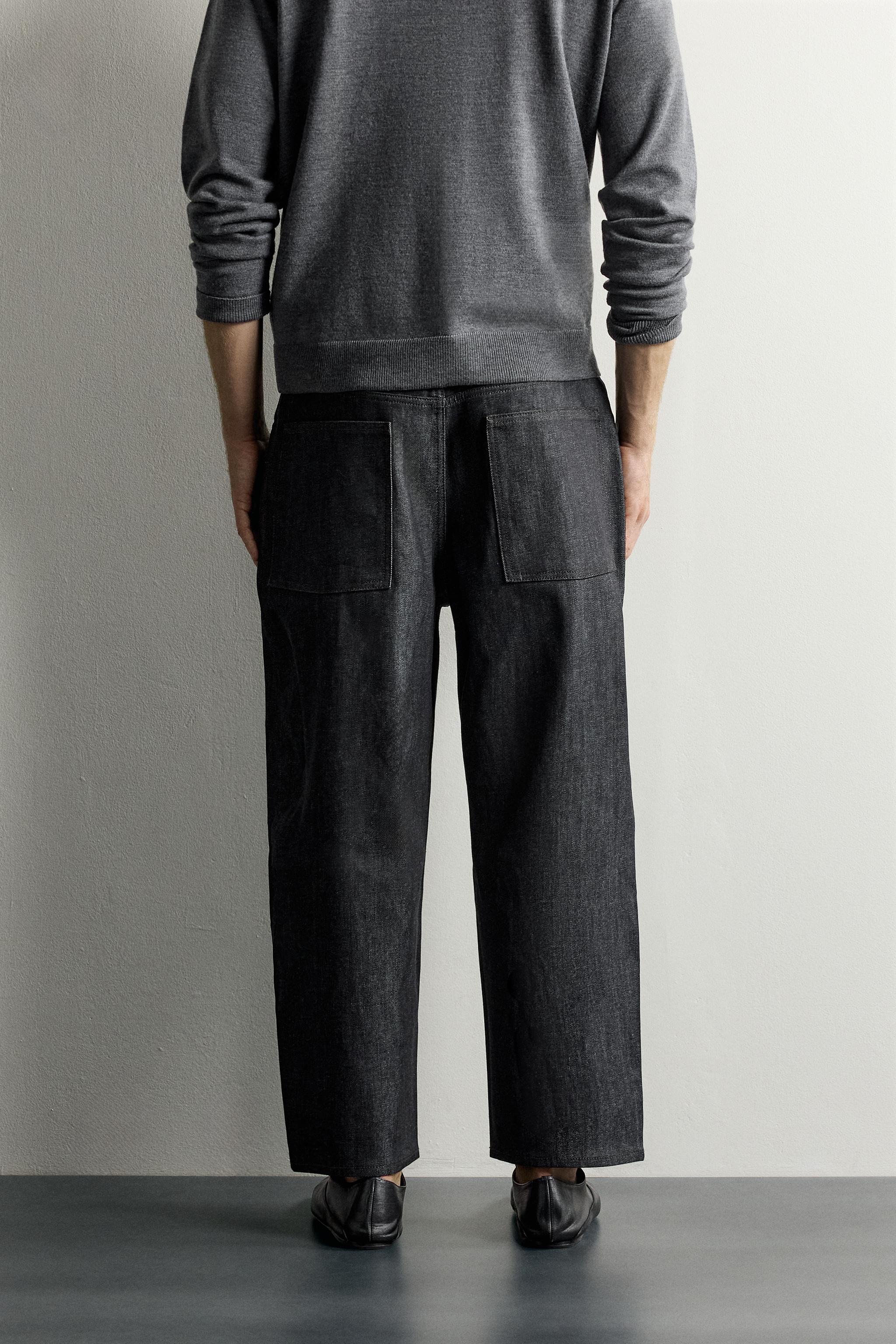 Zara TAPERED FIT GENİŞ PAÇA JEAN görsel 3