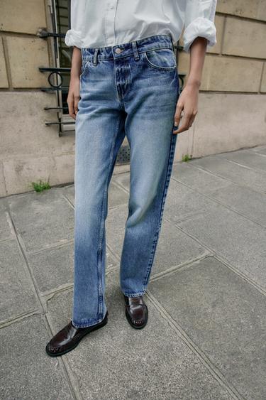 Z1975 STRAIGHT LOW-RISE JEANS - Blue by Zara