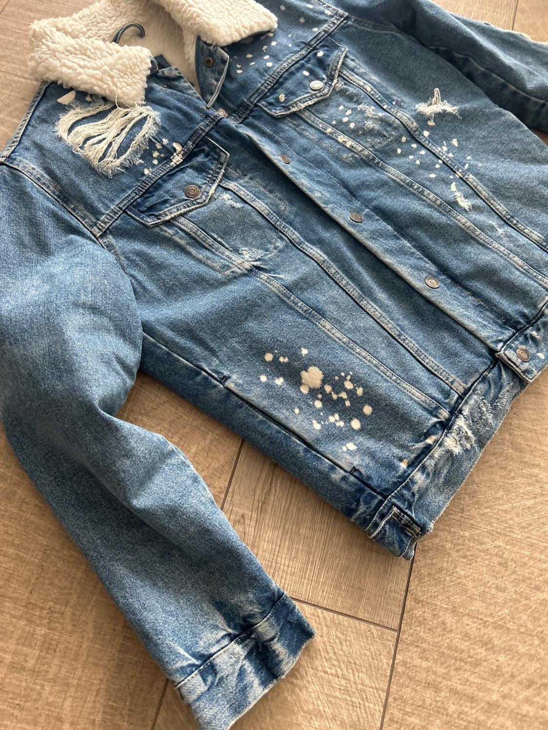 DENIM JACKET WITH FAUX SHEARLING INTERIOR - Image 5