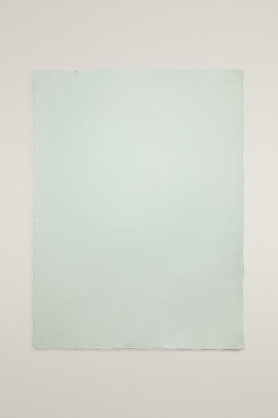 COTTON THROW WITH FRINGING - washed green by Zara - Image 0