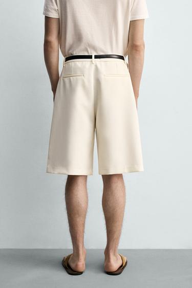 LOOSE-FITTING PLEATED BERMUDA SHORTS - Oyster-white by Zara - Image 2