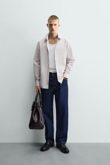 CAMISA SLIM FIT ESTRUCTURA - Tostado de Zara - Imagen 0