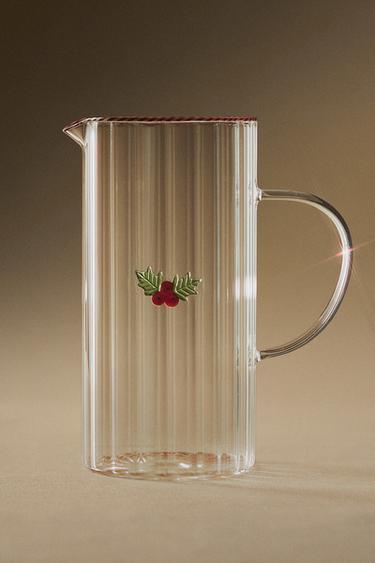 BOROSILICATE GLASS HOLLY PITCHER — Red 1