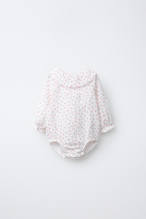 BODY TEXTURA FLORES - Blanco roto de Zara - Imagen 0