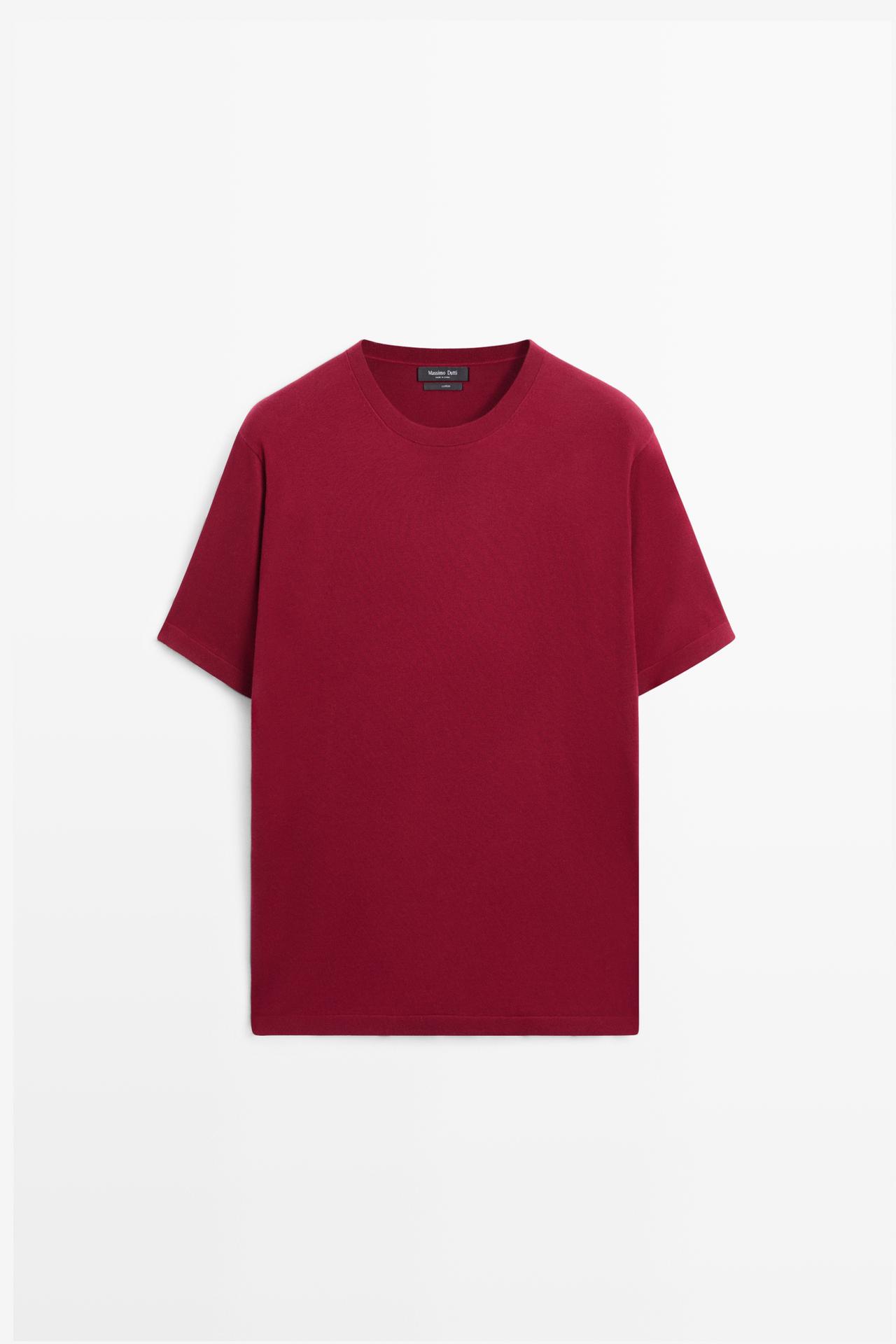 100% cotton short sleeve round neck T-shirt — Dark red