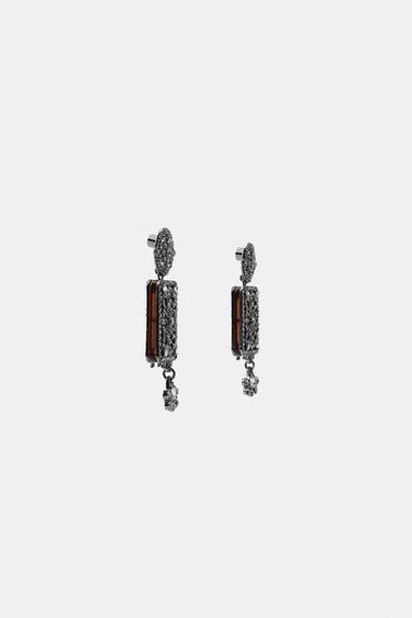 Zara SPARKLY PIECE EARRINGS - Anthracite grey
