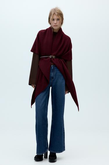 TRIANGLE KNIT SHAWL - Burgundy by Zara - Image 0