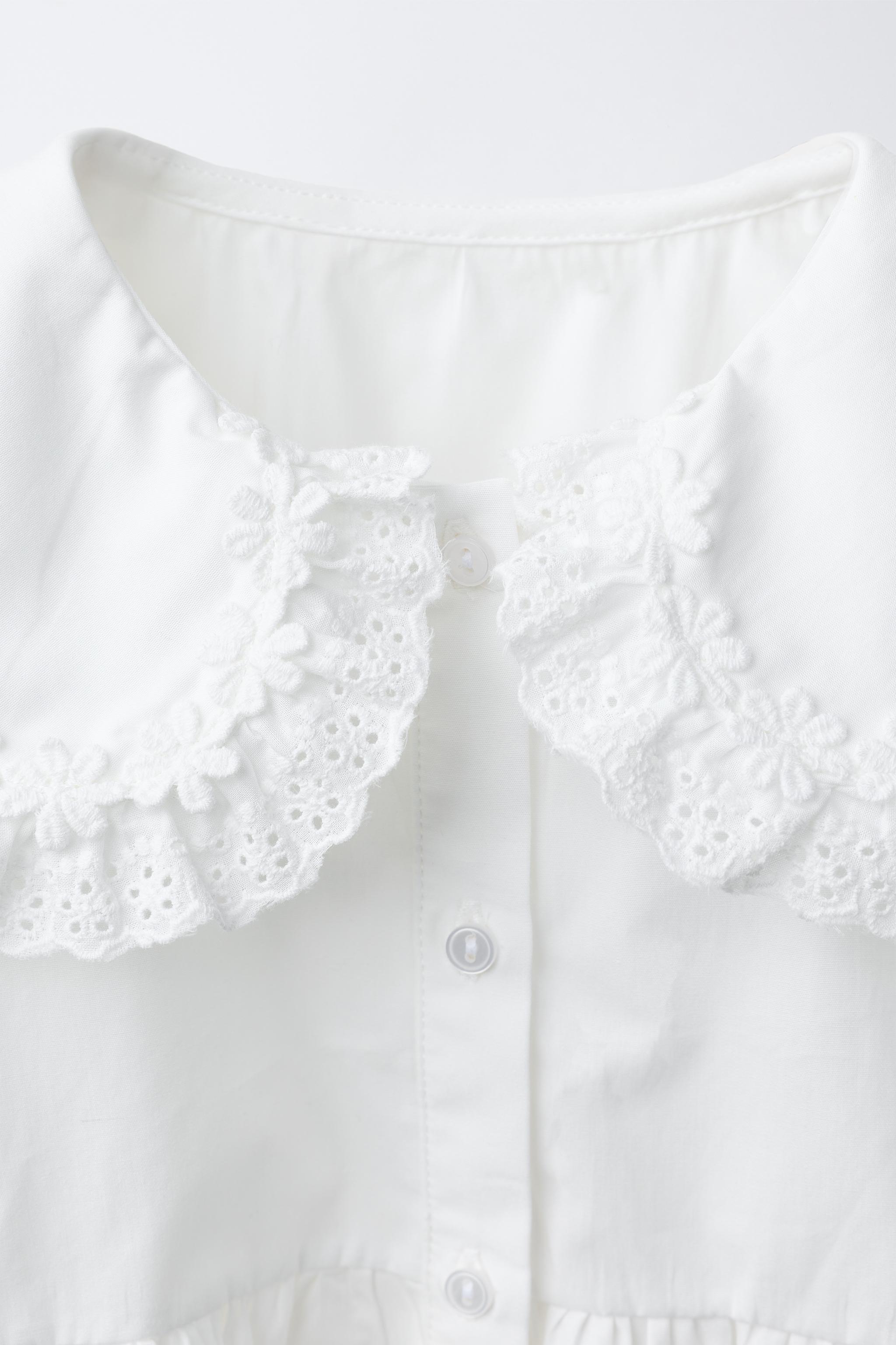 ROBE EN POPELINE COL CLAUDINE BRODÉ
