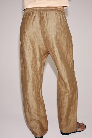 PANTALON EN MÉLANGE DE LIN ZW COLLECTION - Camel moyen de Zara - Image 3