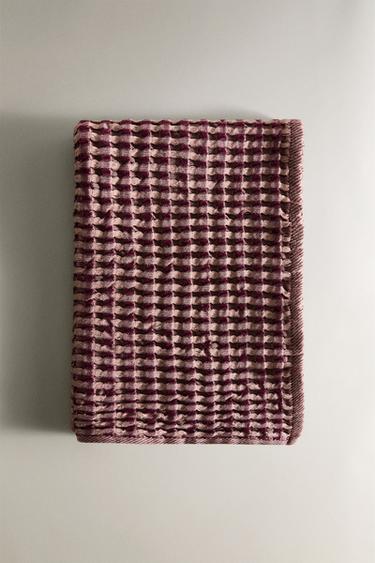 Zara WAFFLE-KNIT COTTON KITCHEN TOWEL X COLLAGERIE - Pinks