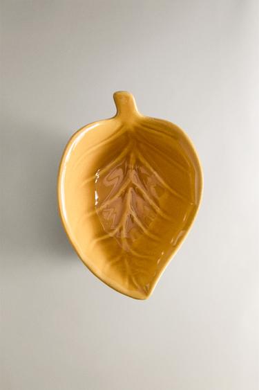 Zara LEAF MINI STONEWARE BOWL - Mustard - Image 0
