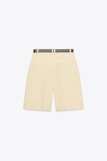 HIGH-WAIST DARTED BERMUDA SHORTS WITH BELT - Butter by Zara - Image 6