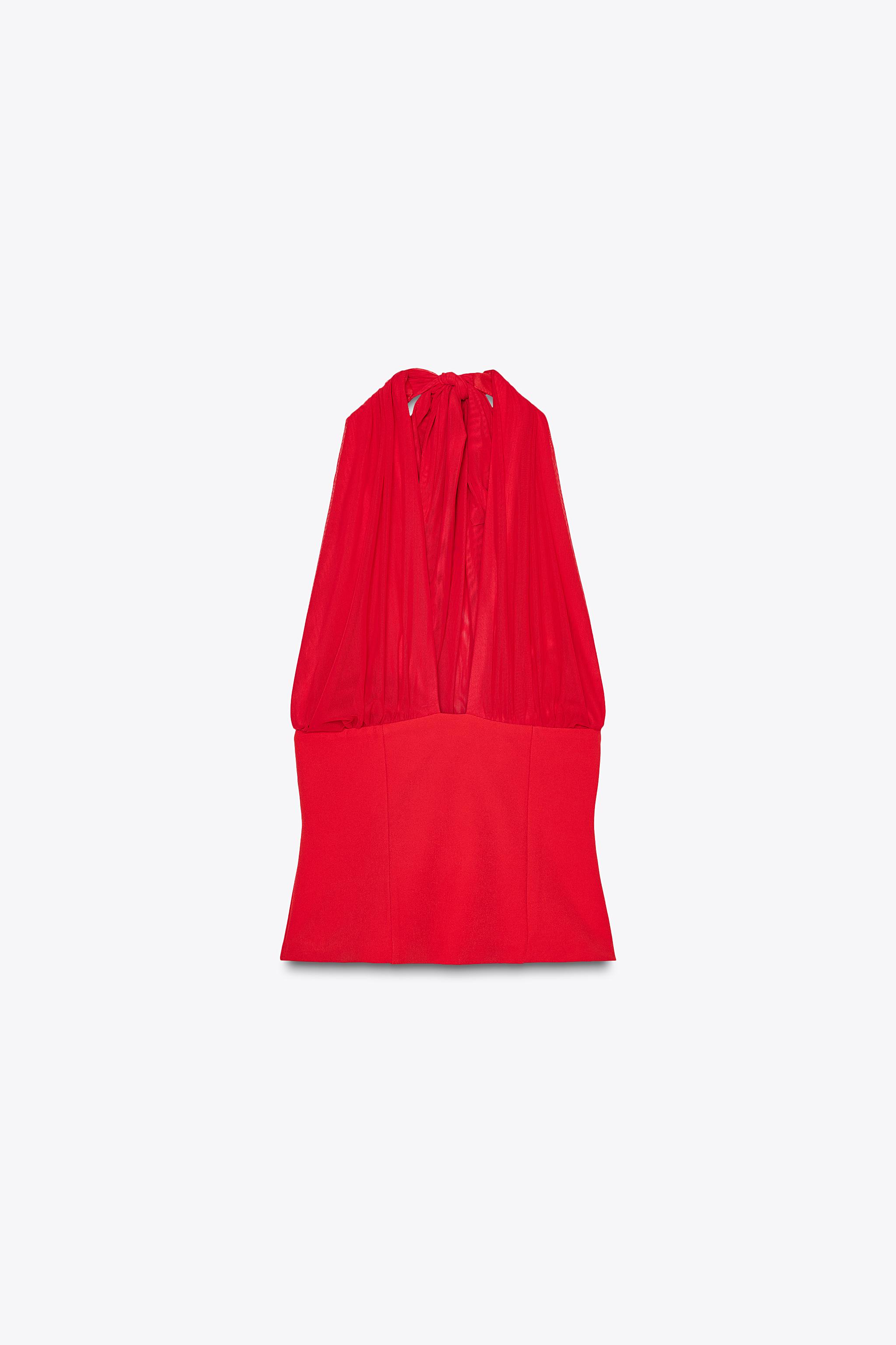 たつこ COMBINATION HALTER TOP - Red | ZARA United States
