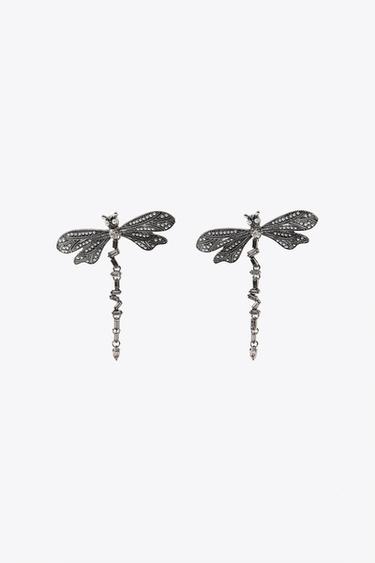 SPARKLY DRAGONFLY EARRINGS - Silver by Zara - Image 1