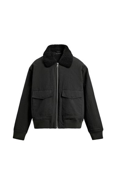 Zara COMBINATION BOMBER JACKET - Anthracite Gray