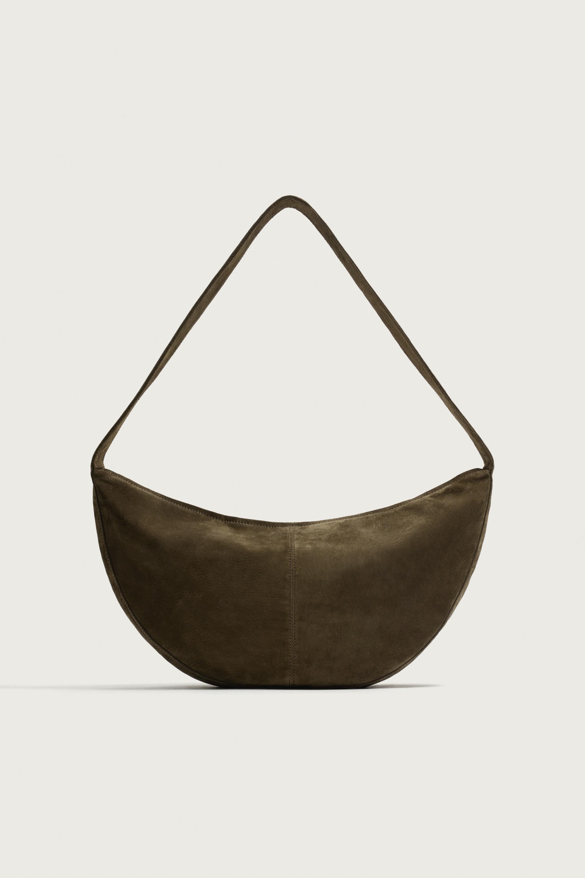 LEATHER SHOULDER BAG — Khaki Green