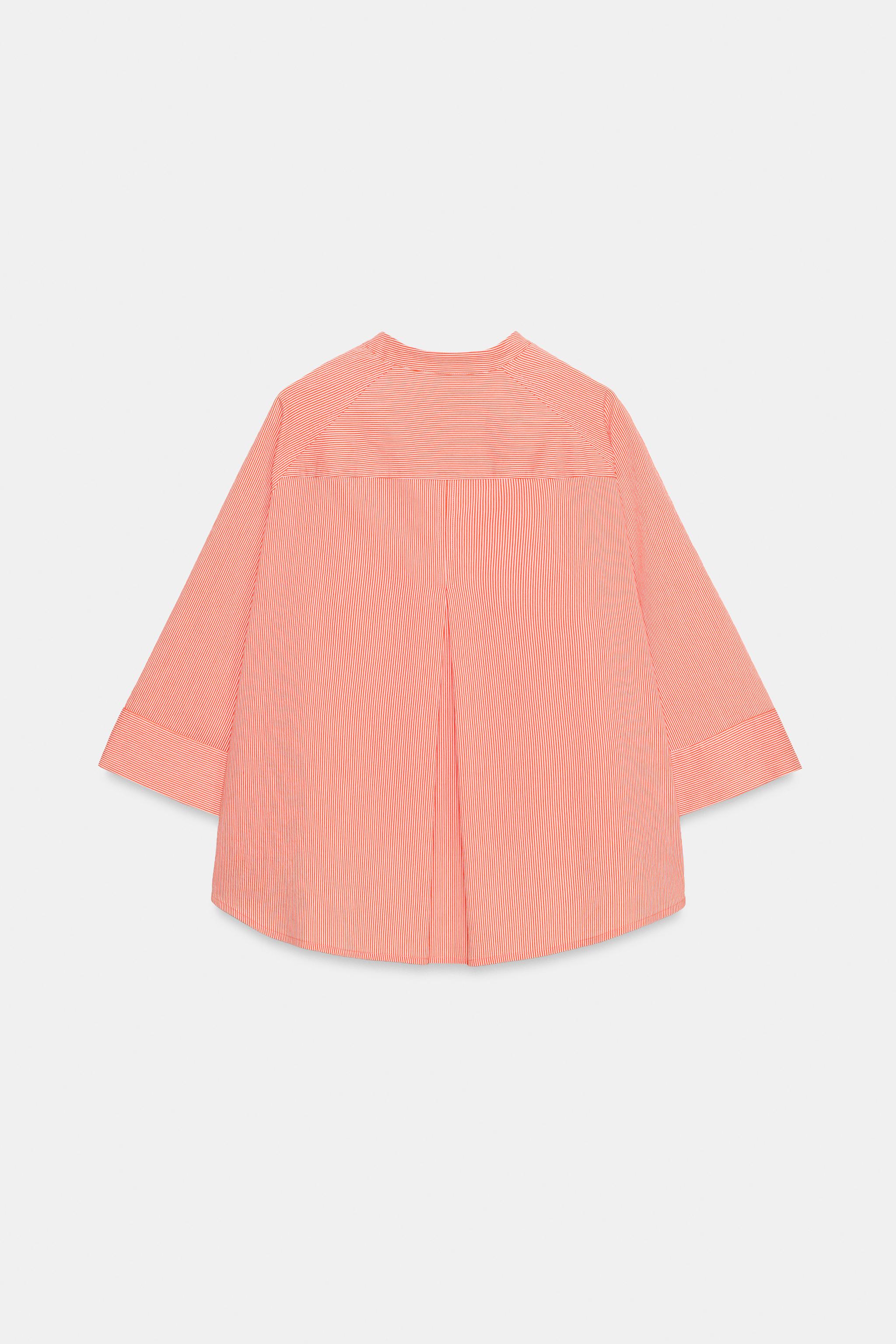 Zara ZW COLLECTION ASİMETRİK ÇİZGİLİ GÖMLEK görsel 7