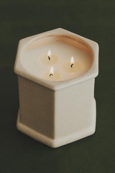 VELA DECORATIVA COM HEXÁGONO - Branco da Zara