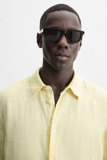 CHEMISE 100 % LIN - Jaune de Zara - Image 4