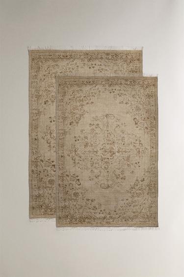 FLORAL PRINT WOOL RUG - Ecru Zara - Зображення 0
