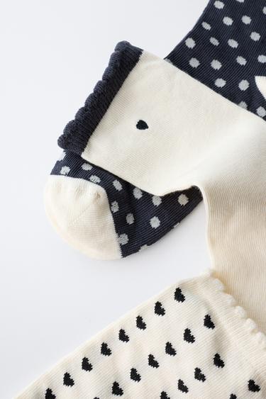 3-PACK OF HEART AND POLKA DOT SOCKS - Ecru / Black by Zara - Image 1