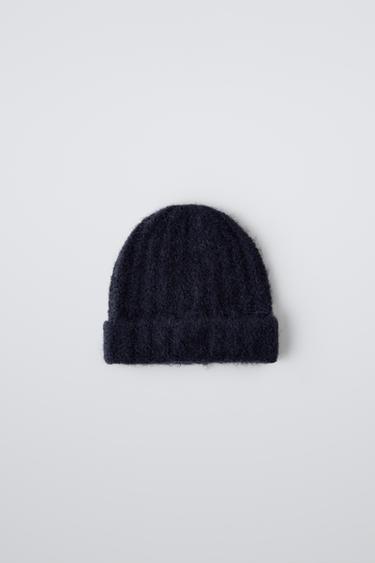 GORRO DE MALHA COM LÃ - Azul da Zara