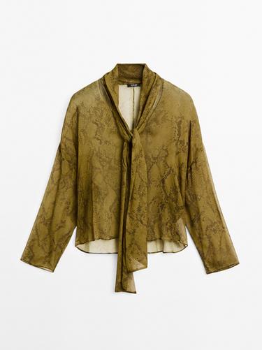 Zara Flowing animal print blouse - Mint Green