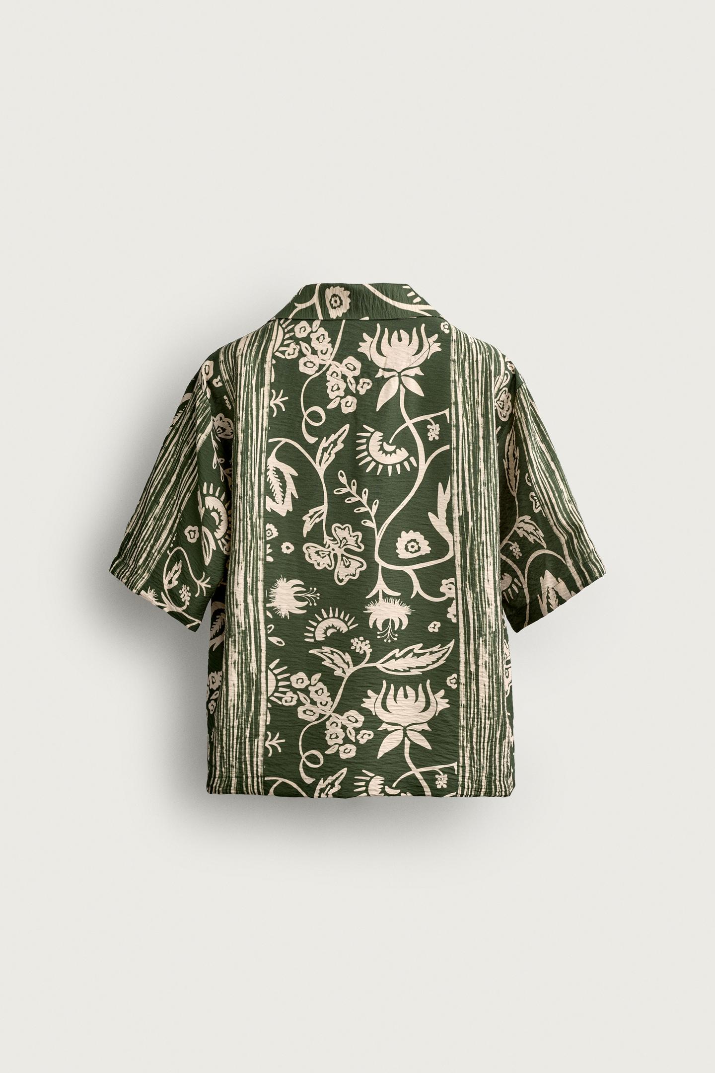 Мужская рубашка Zara Fluid Abstract Print, цвет: Хаки — фото 8