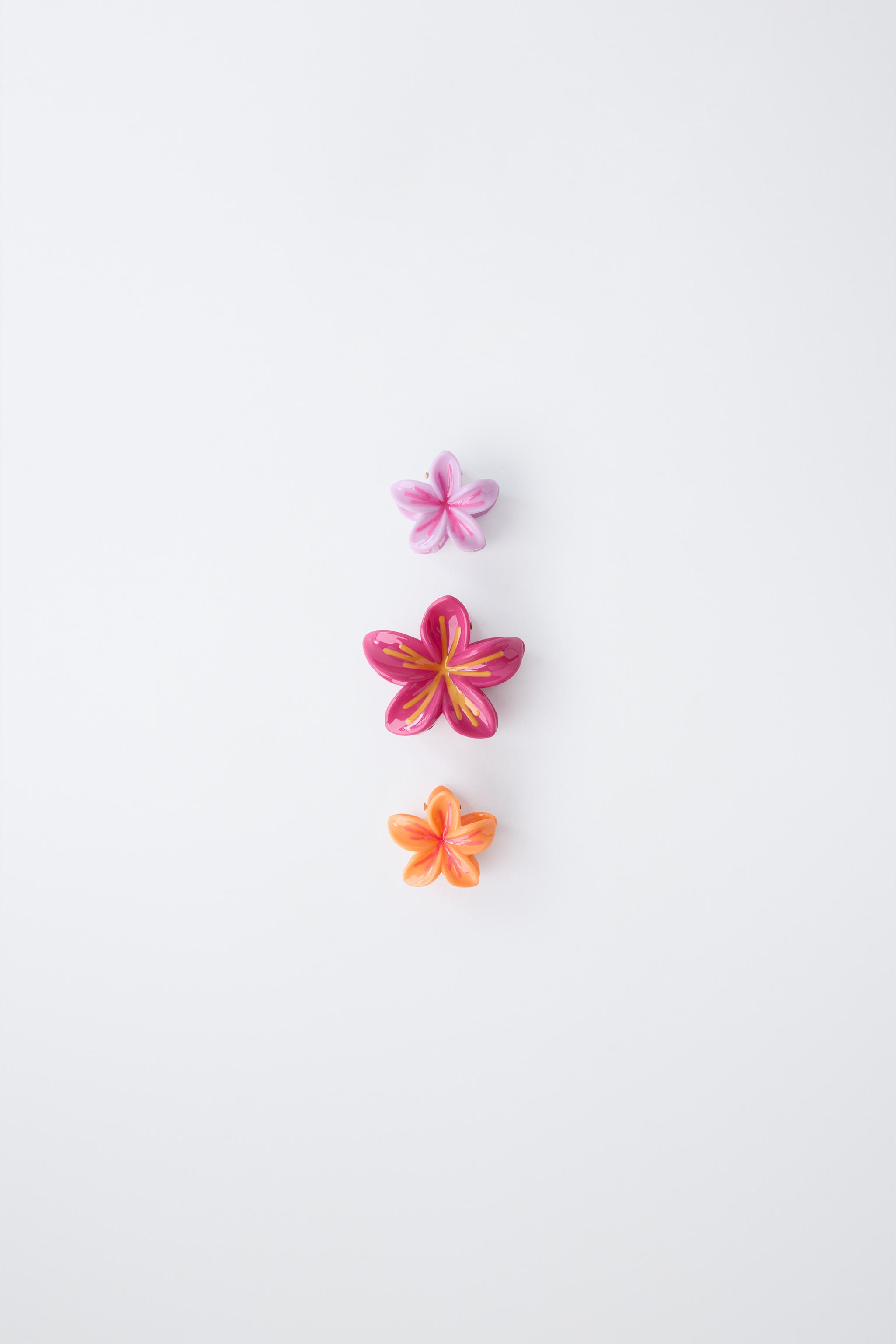 LOT DE TROIS PINCES FLEURS HIBISCUS
